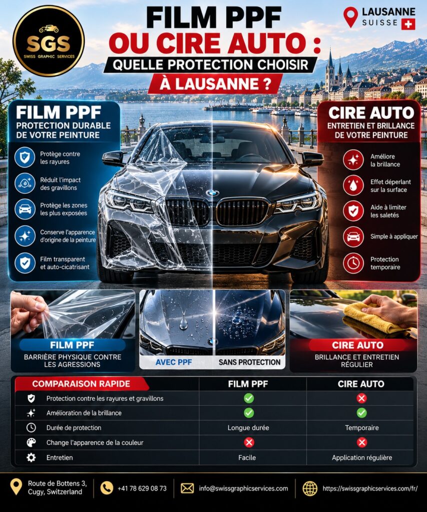Film PPF ou cire auto : quelle protection choisir à Lausanne ?
