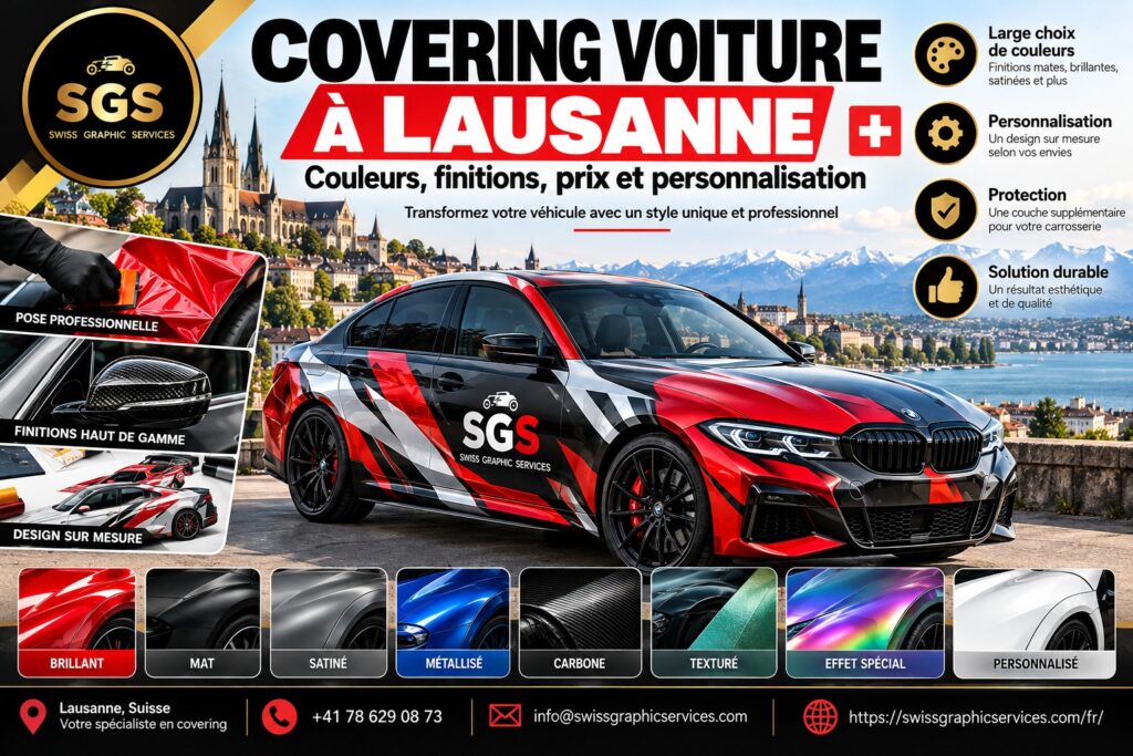 Covering voiture à Lausanne : couleurs, finitions, prix et personnalisation